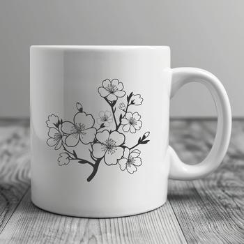 A delicate pink cherry blossom flower with five petals, suitable for vector art projects.
