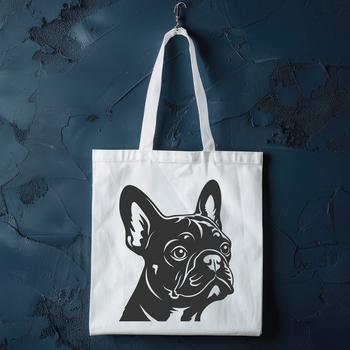 A stylized illustration of a French Bulldog's head, suitable for vector design and cutting machine projects.