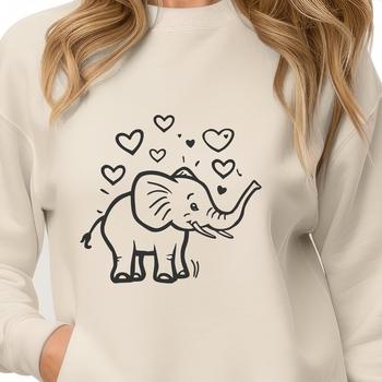 A vector design featuring a detailed, full-length depiction of an elephant in a natural setting.