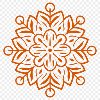 A delicate, intricate snowflake design made from interconnected lines and shapes.