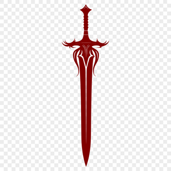 A medieval-style sword with a curved blade and ornate hilt, suitable for vector art designs.