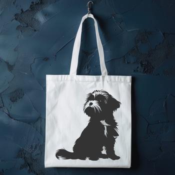 Close-up illustration of a Shih Tzu dog sitting on a surface, created as vector art.