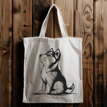 A full-body illustration of a husky sitting, suitable for vector art and cutting machine projects.