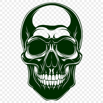 A detailed illustration of a skull, suitable for Halloween decorations or as a tattoo design.