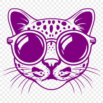 A cartoon ocelot character wearing sunglasses in a whimsical design.