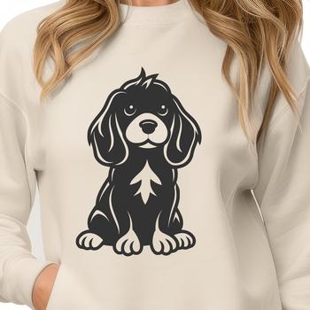 A full-body illustration of a Cocker Spaniel sitting, suitable for use in vector graphics and digital design.