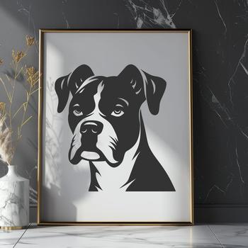 A high-quality SVG vector image of a boxer breed dog's facial features for use in design projects.