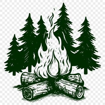 A stylized illustration of flames and embers from a campfire, suitable for vector graphics or clip art designs.