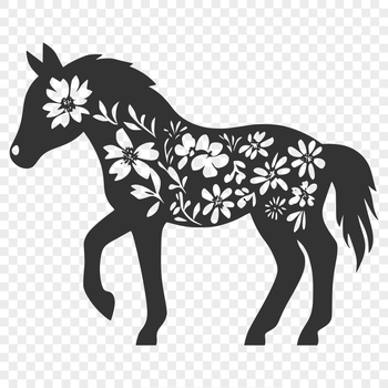 A detailed illustration of a horse in full body pose, suitable for use as clip art or vector design.