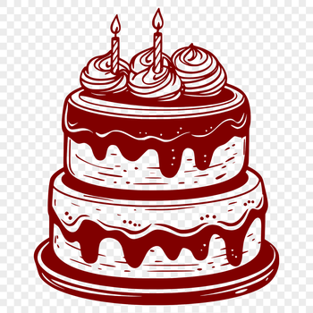 A colorful birthday cake design with candles and decorations, suitable for vector art and cutting machine stencils.