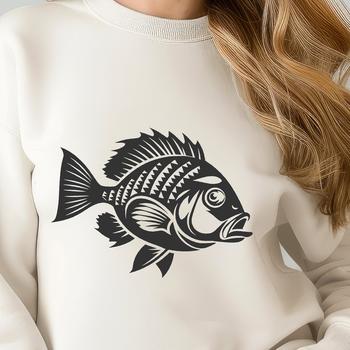 An SVG vector drawing of a crappie fish in its entirety.