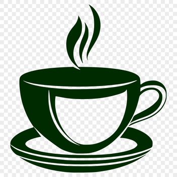 A stylized illustration of a single coffee cup in a neutral color palette.