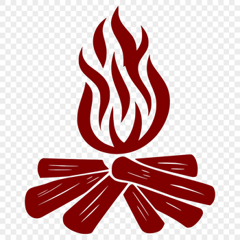 A vector graphic image of a camp fire surrounded by nature elements.