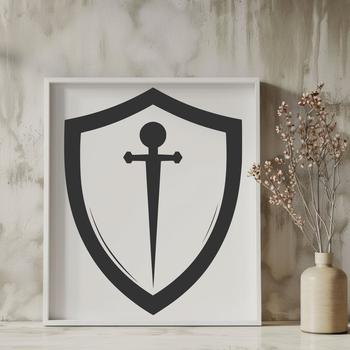 Illustrated shield graphic in vector format.