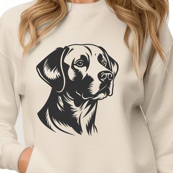 A detailed illustration of a Labrador Retriever's head with realistic features.