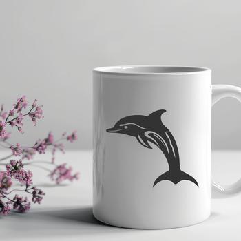 A vector graphic representation of a dolphin in one piece, perfect for use in various designs and projects.