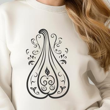 A detailed illustration of a squash with intricate details and texture, ideal for crafting or design projects.