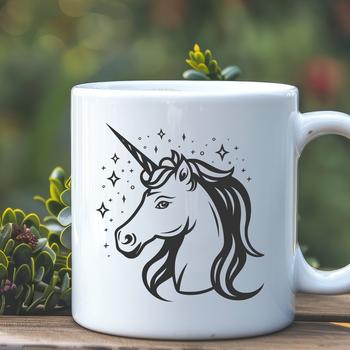 A mythical creature with a horse's body and a single horn on its head.