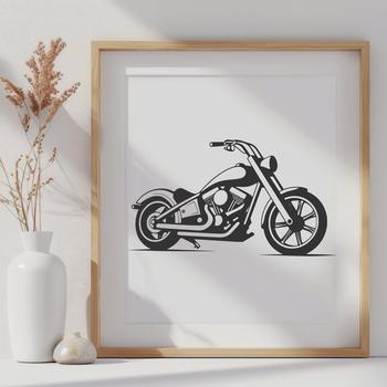A detailed illustration of a motorbike, featuring sleek lines and a sporty design.