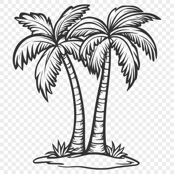 Tall palm trees with green fronds swaying in the wind.