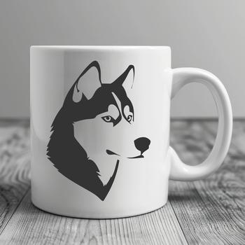 A Siberian Husky's head is depicted in this digital vector image.