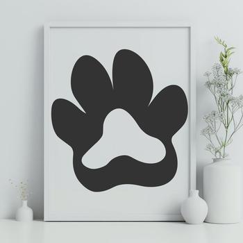 A high-quality illustration of animal paw prints in various shapes and sizes.