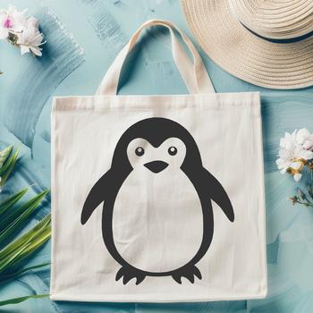 A simple line drawing of a penguin from head to foot.