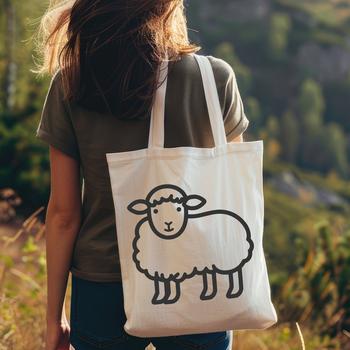 A simple line drawing of a full-body farm animal, showcasing the basic features of a sheep.