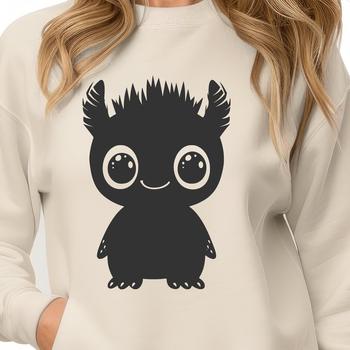 A cartoon monster design featuring colorful graphics, suitable for Halloween crafts or decorations.