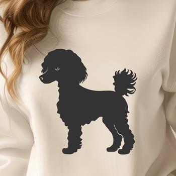 A detailed illustration of a standing Poodle from the front, suitable for various digital designs.