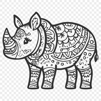 Illustrated vector art of a rhino, suitable for digital design projects.