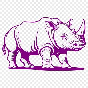 A close-up illustration of a rhino's horn and face.