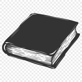 A stylized illustration of an open book with pages turned.