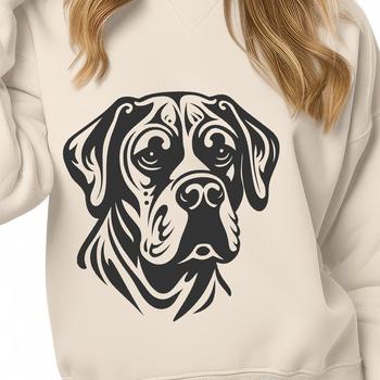 An ornate vector artwork of a loyal Rottweiler breed dog.