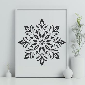A delicate white snowflake with intricate patterns, perfect for winter and Christmas designs.