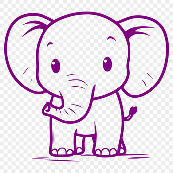 An SVG design of a large gray elephant with tusks and trunk, ideal for use as clip art in digital projects and documents.