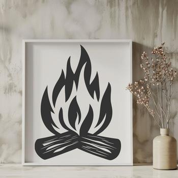 An illustration of a campfire with flames, suitable for outdoor camping designs.