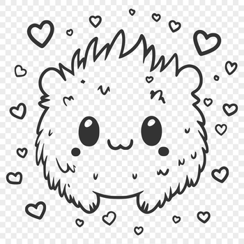 A cute monster character designed as a vector image with heart details.