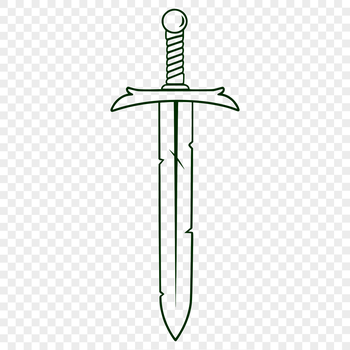 Vector illustration of a decorative sword with intricate details.