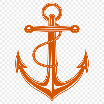 Anchor with rope and chain details, suitable for nautical designs and vector art.