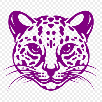 A detailed illustration of an ocelot's head, showcasing its distinctive markings.