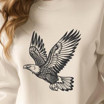 A detailed illustration of a flying eagle with outstretched wings, ideal for vector design projects.