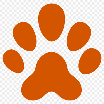 A stylized graphic representation of a paw print.
