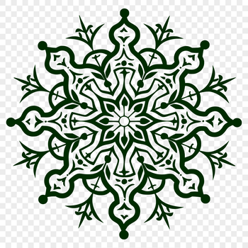 A delicate ornate snowflake with intricate details, suitable for winter decorations.