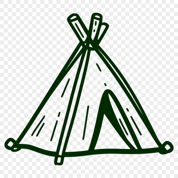 A simple geometric tent design made from vector shapes, suitable for outdoor camping.