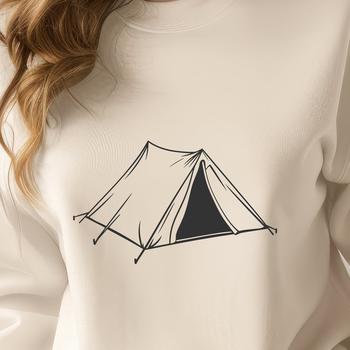 A simple illustration of a traditional camping tent, suitable for outdoor adventures.