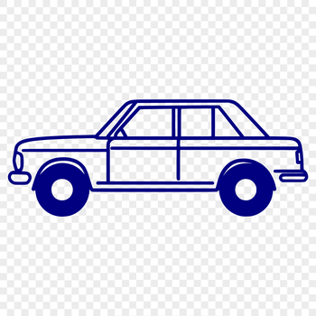 A simple line drawing of a car in vector format.