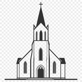 Protestant church building with a simple design and clean lines, ideal for vector art and cutting machine stencils.