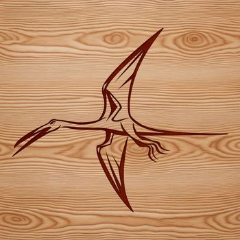 A prehistoric Pteranodon standing on its hind legs in a neutral background.