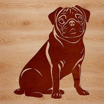 A digital illustration of a sitting pug dog, suitable for vector art designs.